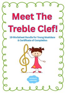 meet treble clef music theory printables